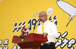 President Ibrahim Mohamed Solih speaking at the conference in Kulhudhuffushi, Haa Dhaal Atoll. PHOTO: MDP