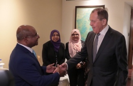 Foreign Minister Abdulla Shahid with Foreign Minister of Russia, H.E. Sergey Lavrov