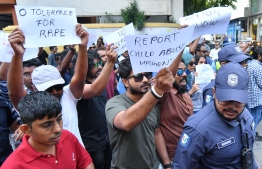 People protest against rape and sexual violence in Male'. FILE PHOTO/MIHAARU