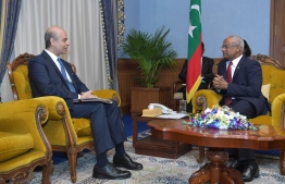 Egyptian Ambassador Hussain Al Saharty paid a courtesy call on President Solih on January 20, 2020. PHOTO/PRESIDENT'S OFFICE