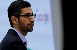 Google CEO Sundar Pichai speaks during a conference in Brussels on January 20, 2020. (Photo by Kenzo TRIBOUILLARD / AFP)