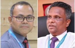 Former Managing Director of Male' Water and Sewerage Company Pvt Ltd (MWSC) Ali Azim and former Maldives Transport and Contracting Company (MTCC) while MTCC's Managing Director Hassan Shah. PHOTO: MIHAARU