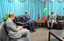 The Director General for South Asia at Global Affairs Canada, David Hartman, and the Ambassador of Canada, David McKinnon, called on Minister of Foreign Affairs Abdulla Shahid on January 27, 2020. PHOTO/FOREIGN MINISTRY