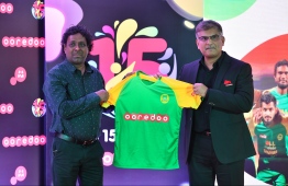 Ooredoo Maldives appoints Maziya Sports and Recreation Club as the telecom giant's brand ambassador, at the Maruhaba 2020 event hold on January 27, 2020. PHOTO: HUSSAIN WAHEED / MIHAARU