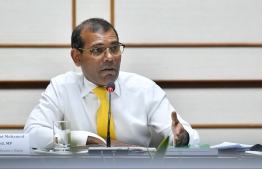 Parliament Speaker Mohamed Nasheed during the Parliament's Climate Change and Environment Committee meeting. PHOTO: HUSSAIN WAHEED / MIHAARU