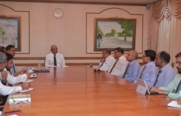 President Ibrahim Mohamed Solih speaking to the stakeholders of the tourism industry about the precautions against the novel coronavirus.  PHOTO: PRESIDENT'S OFFICE