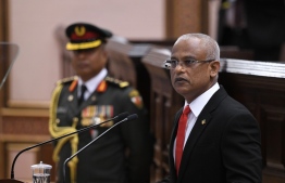President Ibrahim Mohamed Solih delivers his presidential address at 2020's first sitting of the new session of Parliament. PHOTO: NISHAN ALI