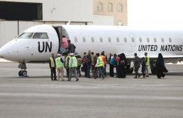 The flight preparing to depart from Sana, Yemen, on Monday. The grinding five-year war in the country has caused famine and pushed much of the population to the brink of starvation. PHOTO: KHALED ABDULLA/ REUTERS