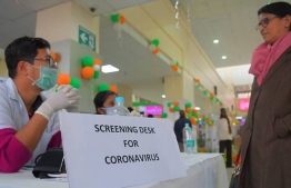 A screening desk for the Novel Coronavirus, at a hospital in India.