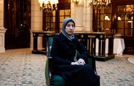 Syrian paediatrician and main character of the documentary "The Cave", doctor Amani Ballour, poses in Paris during a photo session on January 24, 2020. - For years, she has treated thousands of people in the shadows of an underground hospital in Syria. The star of the Oscar-nominated documentary "The Cave", doctor Amani Ballour, 32, hopes that this spotlight would remind the world of the forgotten war in her country. (Photo by Abdulmonam EASSA / AFP)
