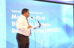Minister of Environment Dr Hussain Rasheed Hassan during the launching ceremony. PHOTO: MINISTRY OF ENVIRONMENT