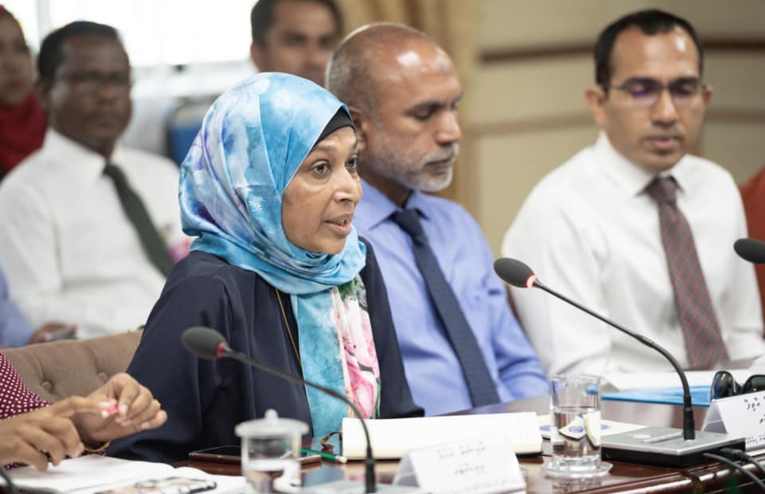 ކޮމިޓީގައި މިނިސްޓަރު އާތިފާ ވާހަކަ ދައްކަވަނީ. --ފޮޓޯ/މަޖިލިސް