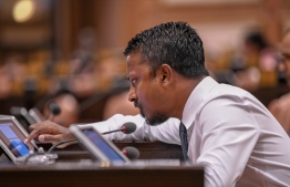 (FILE) Vilimale MP Ahmed Usham in a parliament session in February 2020 -- Photo: Parliament