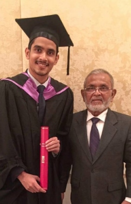 Photo of Nabeeh with his father at Nabeeh's graduation. PHOTO: AHMED NABEEH