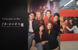 (FILES) In this file photo taken on September 5, 2019 posters of the "Friends" cast are seen during the Friends New York City Pop-Up press preview in New York. - The cast of Friends will reunite for an unscripted HBO Max special debuting in May 2020, WarnerMedia said in a media release on February 21, 2020. (Photo by Angela Weiss / AFP)