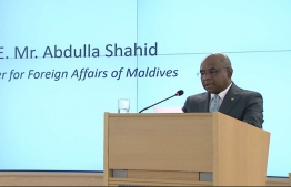 Foreign Minister Abdulla Shahid delivers his statement at the 43rd Session of the UN Human Rights Council in Geneva. PHOTO/FOREIGN MINISTRY