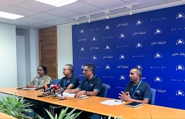 A photograph taken at a Maldives Transporting and Contracting Company (MTCC) held press conference with its Board of Directors. PHOTO: MALDIVES TRANSPORTING AND CONTRACTING COMPANY