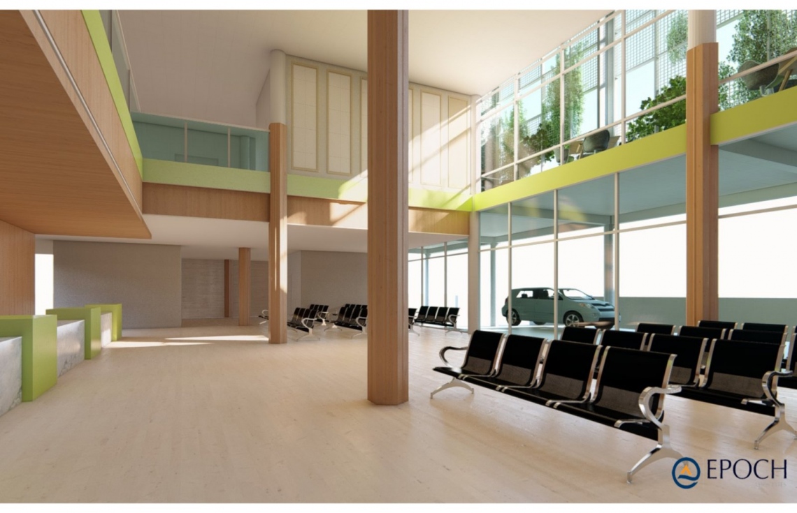 ބ. އޭދަފުށީގައި ސަރުކާރުން އިމާރާތްކުރާ އާ ހޮސްޕިޓަލްގެ ލޮބީ އޭރިއާގެ ކުރެހުމެއް: އޭދަފުށީގެ އާ ހޮސްޕިޓަލް ވެސް އިމާރާތް ކުރަނީ މިހާރުގެ ހޮސްޕިޓަލް ހުރި ބިމުގައި.