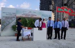 (FILE) Initiating the project for 1,700 housing units in Hulhumale on March 10, 2020 -- Photo: Mihaaru