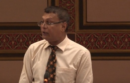 Parliamentary representative of Addu Atoll’s Maradhoo constituency Ibrahim Shareef speaking during a sitting. PHOTO: PARLIAMENT