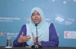 Dr Nazla Rafeeq, senior medical officer at HPA, addresses the press regularly and has been widely praised on social channels for her patient, calm demeanour on/off-camera as well as her grace whilst handling questions as well as complaints presented during the conference. PHOTO: NEOC / HPA