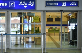 Velana International Airport on Wednesday implemented social distancing measures including floor markings in places of possible passenger congestion. PHOTO: MIHAARU