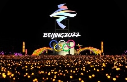 This photo taken on Feb 25, 2018 shows a lantern of the logo of the 2022 Beijing Winter Olympic Games at a lantern show in Zhangjiakou in China's northern Hebei province. PHOTO: AFP