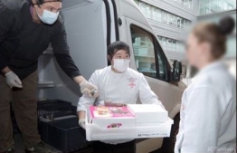 Meals prepared by Japanese chefs at Chateau de Courban distributed to workers in a hospital in Dijon, France. PHOTO: CHATEAU DE COURBAN