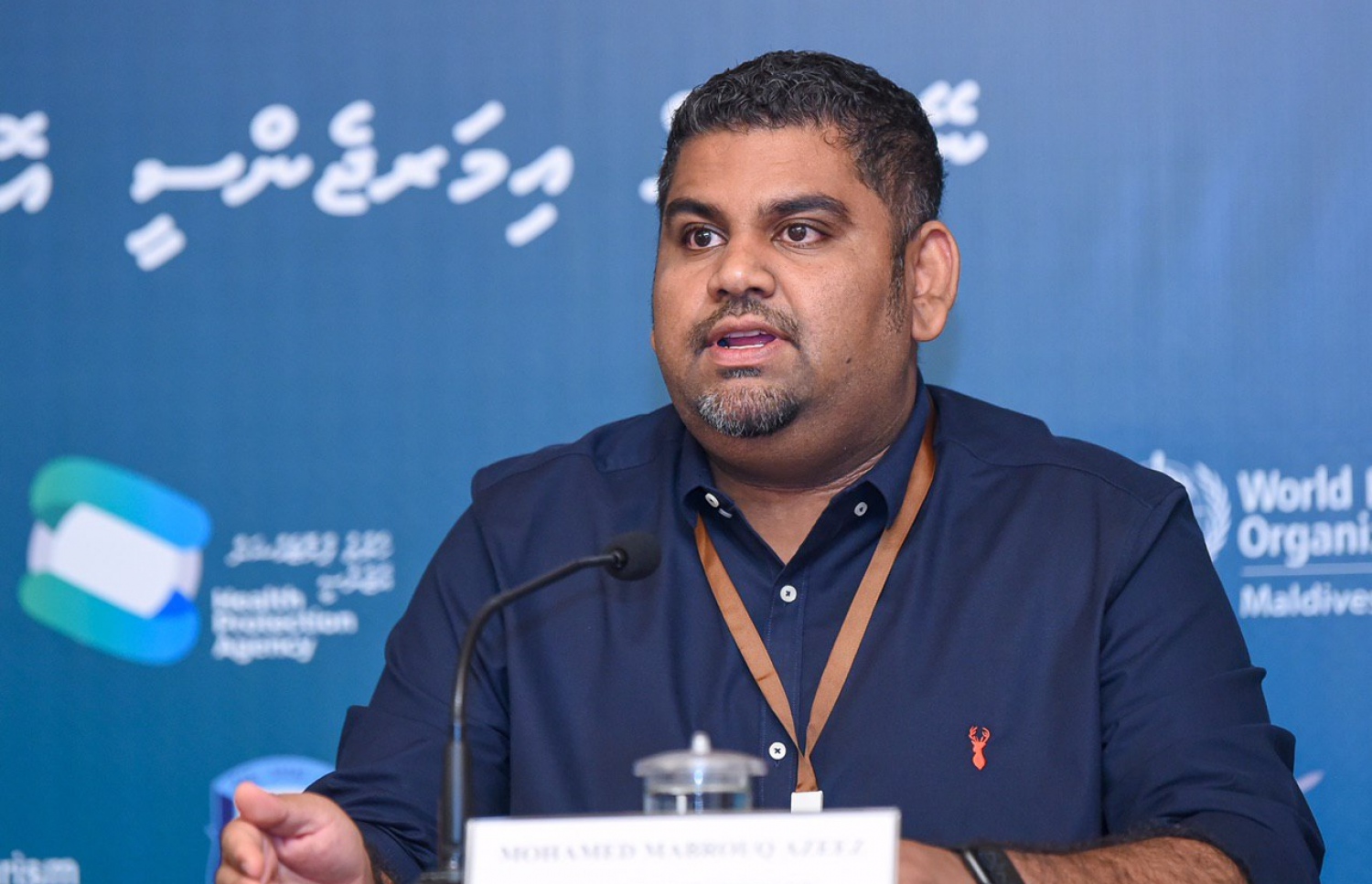 މިރޭގެ މީޑިއާ ބްރީފިންގައި މަބްރޫކް ވާހަކަ ދައްކަވަނީ.---ފޮޓޯ: އަހުމަދު އަވްޝަން/މިހާރު