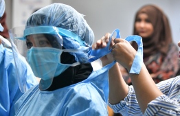 Doctors and Nurses completing critical care training for the treatment of patients confirmed to have contracted the COVID-19 virus. PHOTO: NISHAN ALI / MIHAARU