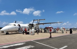 Maldivian flight chartered to repatriate Maldivians stranded in Trivandram, India. PHOTO: MALDIVIAN