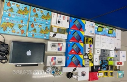Stolen goods recovered by the Police. PHOTO: MALDIVES POLICE SERVICE