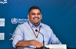 President's Office's Undersecretary Mabrouq Abdul Azeez speaking at a press briefing hosted by the National Emergency Operations Centre (NEOC). PHOTO: MIHAARU