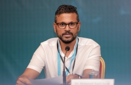 Dr Mohamed Aseel Jaleel speaking during Friday's press conference. PHOTO: MIHAARU