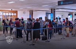 Travelers in queue at the Velana International Airport (VIA)-- Photo: Immigration