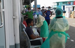 Random sampling collected for COVID-19 at the North Harbour in Capital City Male'. PHOTO: MIHAARU FILES