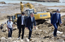 Uzbekistan's President Shavkat Mirziyoyev, reviews the ongoing disaster management efforts at the Sardoba reservoir. PHOTO: UZBEKISTAN PRESIDENT PRESS SERVICE