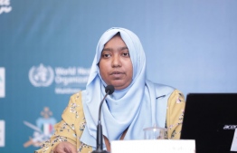 Dr Nazla Rafeeq, pictured speaking at the National Emergency Operations Center (NEOC) virtual press briefing. PHOTO: MIHAARU