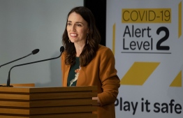 New Zealand's Prime Minister Jacinda Ardern takes part in a press conference about the COVID-19 coronavirus at Parliament in Wellington on June 8, 2020. - New Zealand has no active COVID-19 cases after the country's final patient was given the all clear and released from isolation, health authorities said on June 8. (Photo by Marty MELVILLE / AFP)