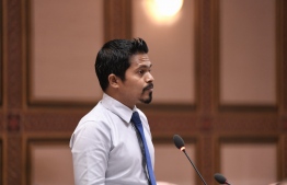 Parliament Representative of Fuvahmulah Central Constituency MP Hussain Mohamed Didi, speaking at a parliament sitting. He submitted the "Public Health Emergency Bill 2020" to the parliament on behalf of the state. PHOTO: PARLIAMENT