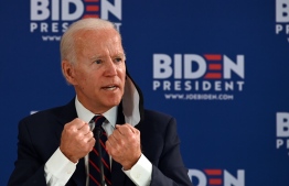 Democratic presidential candidate Joe Biden holds a roundtable meeting on reopening the economy with community leaders at the Enterprise Center in Philadelphia, Pennsylvania, on June 11, 2020. (Photo by JIM WATSON / AFP)