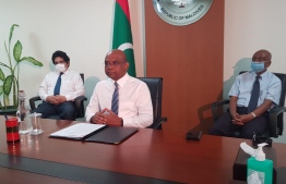 Minister of Foreign Affairs Abdulla Shahid during speaking to the designated High Commissioner from Pakistan to Maldives Ather Muktar in a virtual meeting. PHOTO: FOREIGN MIN