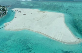 Aerial view of the reclaimed area in K.Maafushi lagoon. PHOTO/MTCC