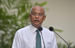 President Ibrahim Mohamed Solih addresses the press, at a gathering held to announce various national updates in the COVID-19 response, and with regards to matters of importance country-wide. PHOTO: MIHAARU