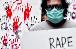 During a protest against sexual abuse: release of perpetrator accused of sexually abusing his grandchild saw widespread backlash. -- Photo: Mihaaru