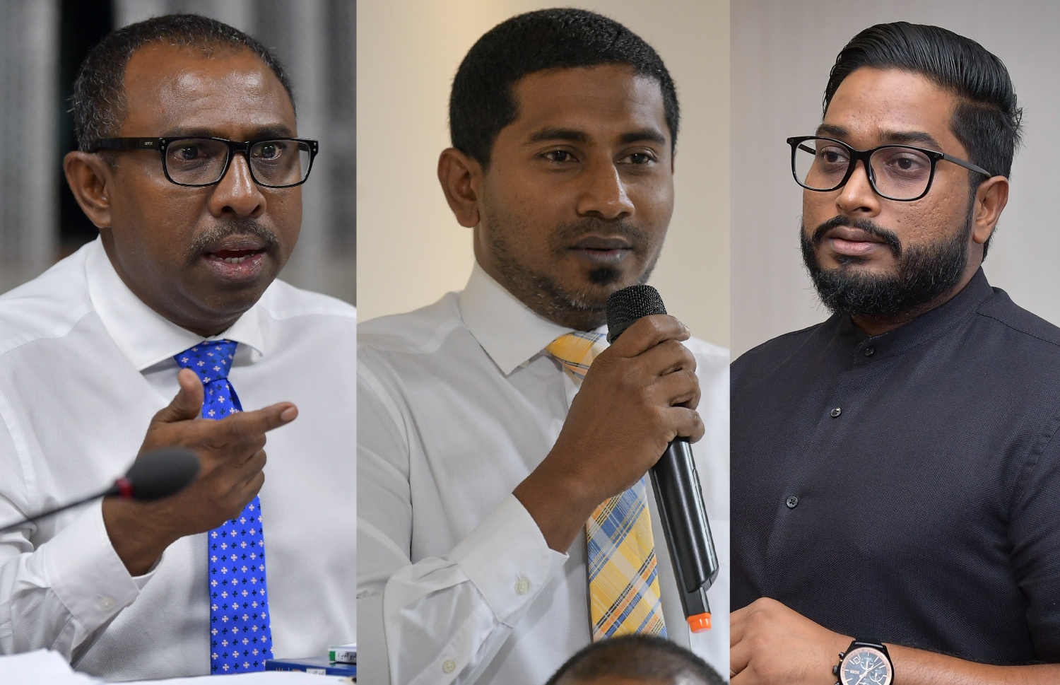 އެފްއޭއެމްގެ ރައީސް ބައްސާމް (ކ)، ސްޕޯޓްސް މިނިސްޓަރު މަހުލޫފު (ކ-2) އަދި ރައްޔިތުންގެ މަޖިލީހުގެ މެދުހެންވޭރު ދާއިރާގެ މެމްބަރު އާޒިމް: އާޒިމްގެ ހޫނު ސިޓީއަށް މަހުލޫފު ވިދާޅުވާނެ އެއްޗެއް ވެސް ނެތް.