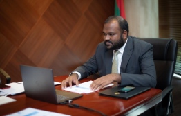 Minister of Tourism Ali Waheed chairing the virtual joint meeting held by United Nations World Tourism Organisation (UNTWO)'s Commission for South Asia (CS) and Commission for East Asia and the Pacific (CAP). PHOTO: TOURISM MINISTRY