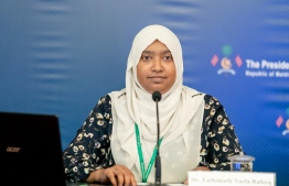 Health Protection Agency (HPA)'s Senior Medical Officer Dr Nazla Rafeeq speaking at the first press briefing held by the Health Emergency Operations Centre (HEOC). PHOTO: HEOC