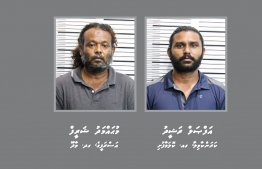 The arrested individuals Mohamed Shareef (L) from Vaadhoo, Gaafu Dhaalu Atoll and Afzal Rasheed from from Kolamaafushi, Gaafu Alif Atoll. PHOTO: MALDIVES POLICE SERVICE