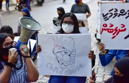 From an earlier protest calling for action against child abuse.-- Photo: Mihaaru